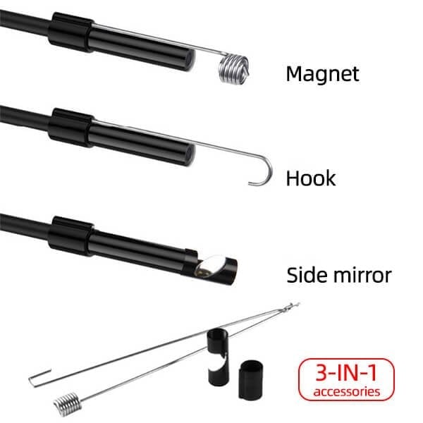 ✨ 3-IN-1 ENDOSCOPE - 2.0MP HD with 6 LED Lights, IP67 Waterproof, Compatible with Smartphones for Home Inspection and DIY Projects 📱🛠️