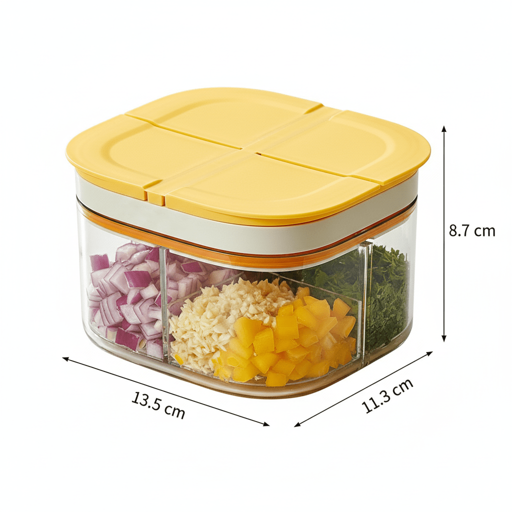 4-Grid Airtight Food Prep & Spice Container
