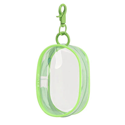 Portable Mini Clear Zipper Storage Bag With Keychain Makeup Brush Travel Cosmetics Organizer Case Cute Pvc Dustproof Bags Tool