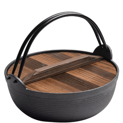 Multi-Use Cast Iron Miso Soup Pot with Wooden Lid(24.5cm)