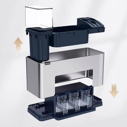 Multi-Functional Stainless Steel Kitchen Rack with Chopstick & Spice Holders