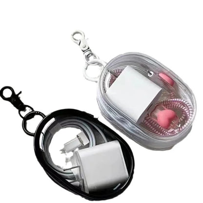 Transparent Storage Bags Keychain Data Line Coin Toys Organizer Case Thicken Clear Wallet Keyring Car Key Holder Jewelry Gifts