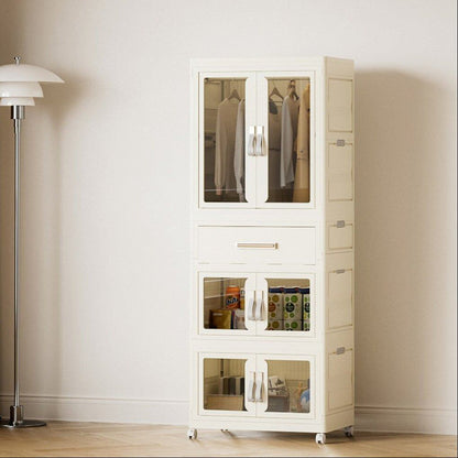 Foldable Storage Wardrobe with 2 Cabinets & 1 Drawer