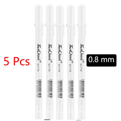 White Marker Pens set Oily Waterproof White Gel Pen DIY Graffiti Sketching Marker Stationery Writing School Supplies brush
