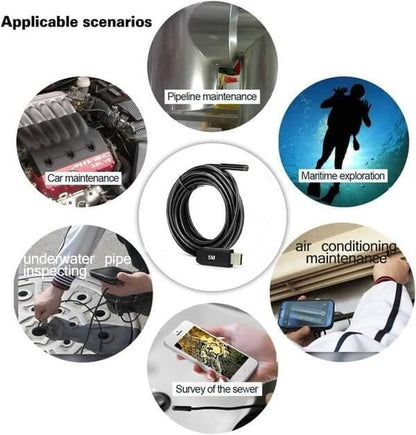 ✨ 3-IN-1 ENDOSCOPE - 2.0MP HD with 6 LED Lights, IP67 Waterproof, Compatible with Smartphones for Home Inspection and DIY Projects 📱🛠️