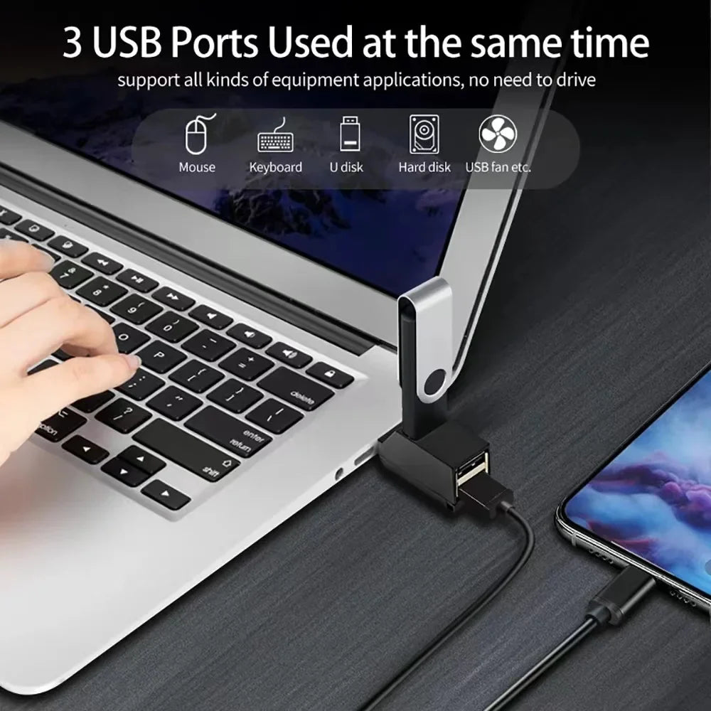 USB 3.0 Multi-Port Extender – Car Splitter Charging Adapter for Laptop & Office Use