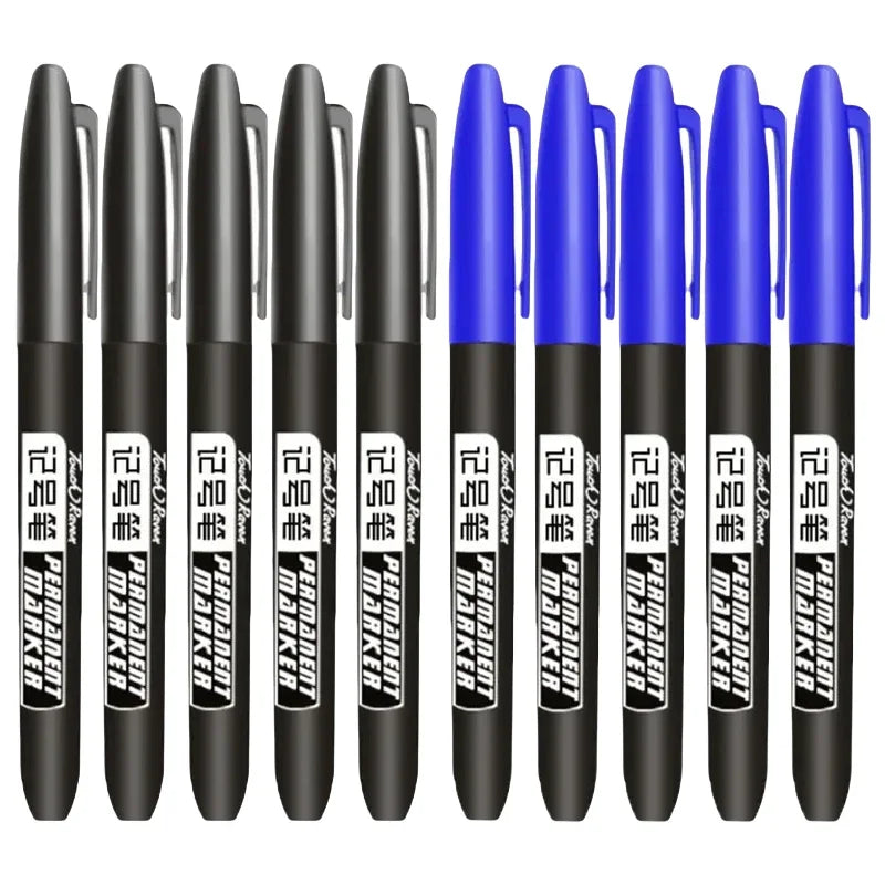 6PCs/Set Permanent Marker Pen Fine Point Waterproof Markers Thin Nib Crude Nib Black Blue Red Ink 1.5mm Fine Color Marker Pens