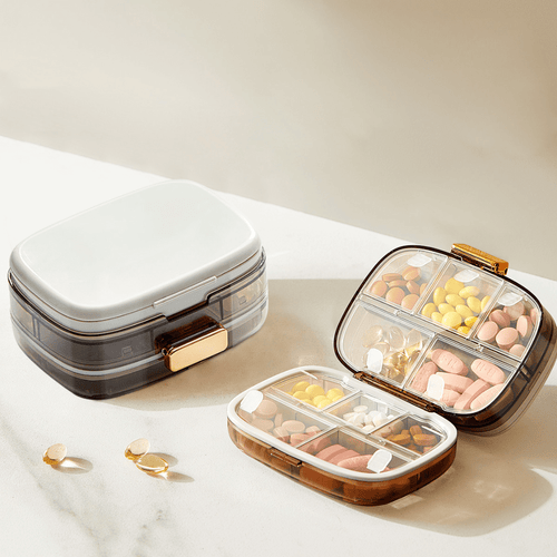 Three-Layer White Portable Weekly Pill Organizer Box with Moisture Seal