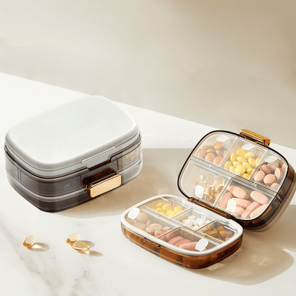 Three-Layer Portable Weekly Pill Organizer Box with Moisture Seal