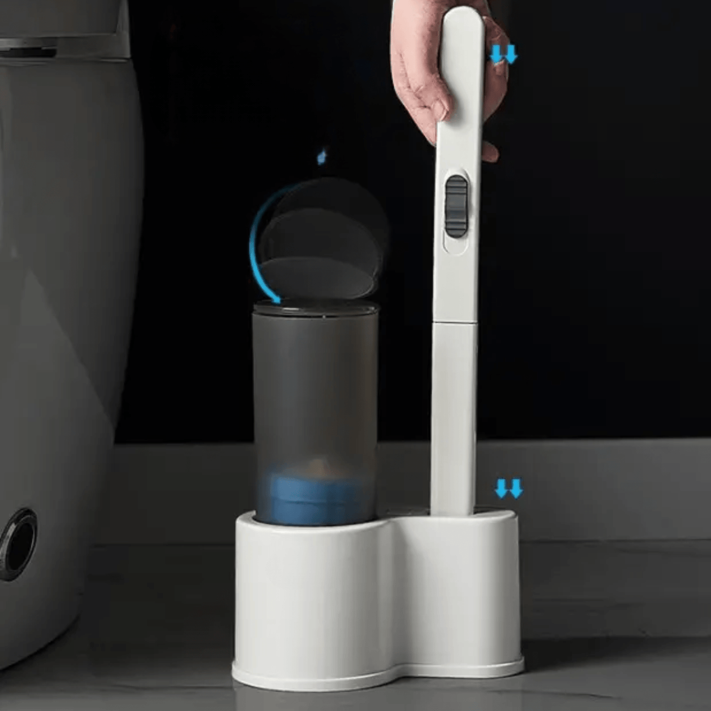 Multi-Functional Toilet Brush Set with 6 Refill Heads and Storage Holder