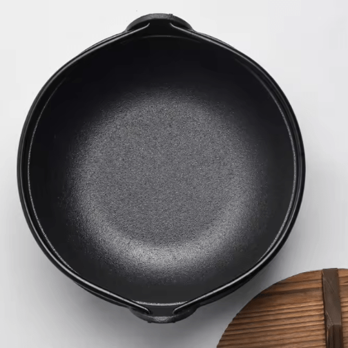 Multi-Use Cast Iron Miso Soup Pot with Wooden Lid(24.5cm)