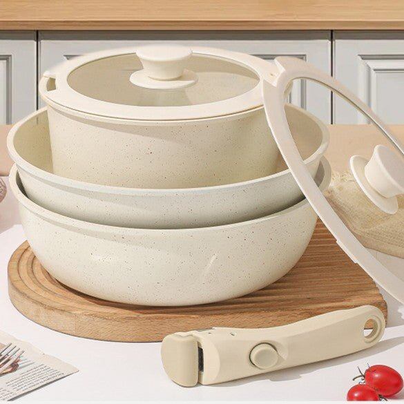 Maifan Stone Nonstick Cookware Set with Detachable Handles (11 Piece)