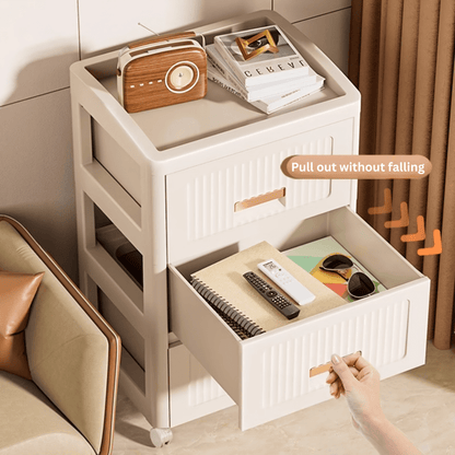 Plastic 3-Layer Drawer Storage Cabinet with Wheels