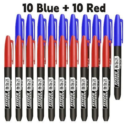 6PCs/Set Permanent Marker Pen Fine Point Waterproof Markers Thin Nib Crude Nib Black Blue Red Ink 1.5mm Fine Color Marker Pens