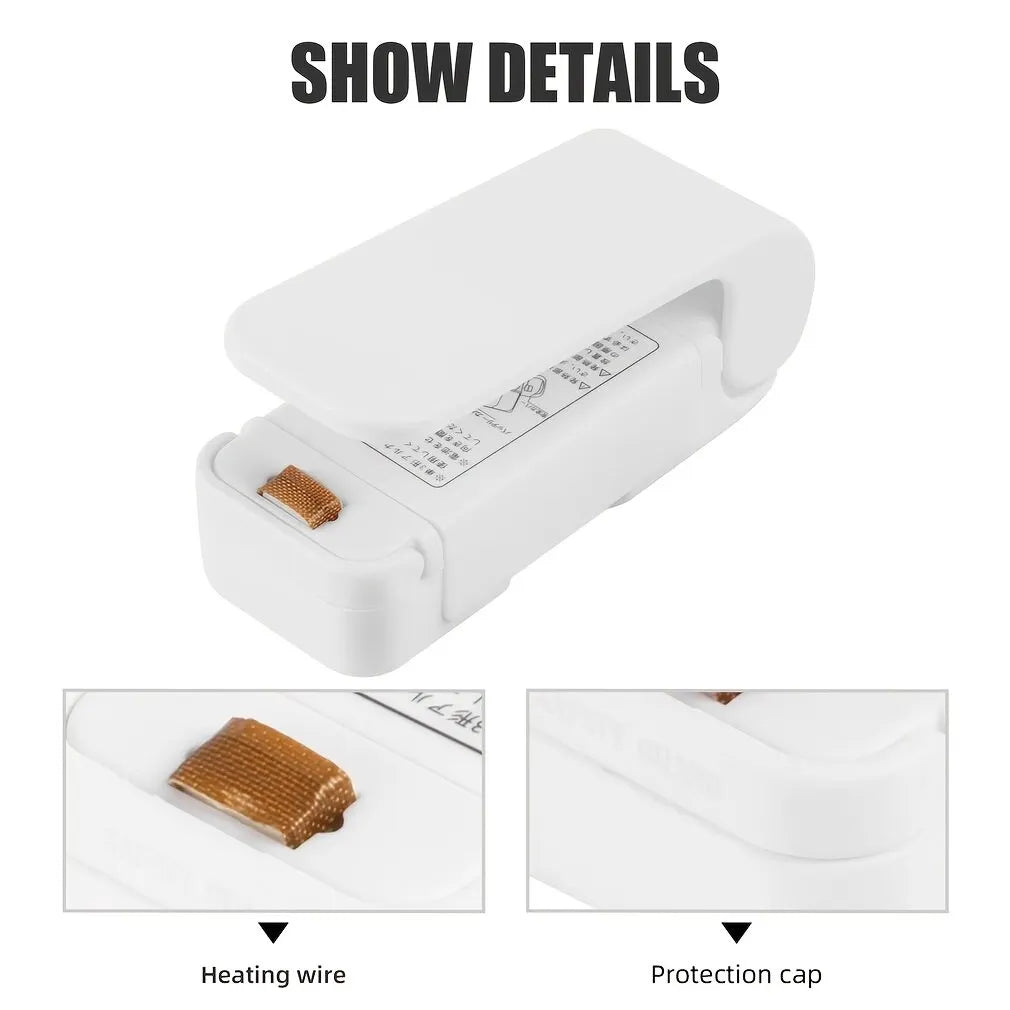 Portable Mini Heat Bag Packaging Sealer Plastic Bag Clip Sealing Machine Food Storage Snack Sealing Kitchen Gadget