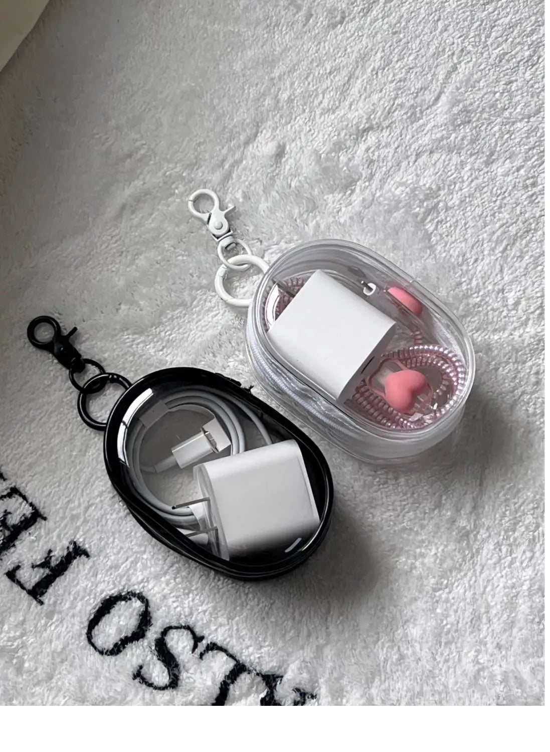 Transparent Storage Bags Keychain Data Line Coin Toys Organizer Case Thicken Clear Wallet Keyring Car Key Holder Jewelry Gifts