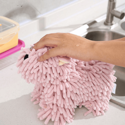 Soft Puppy-Themed Chenille Hand Towel
