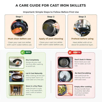 Ultra Heat Cast Iron Skillet Pan with Wooden Handle(22cm)