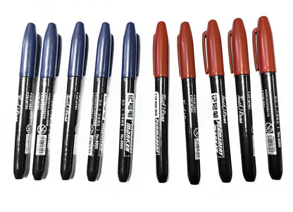 6PCs/Set Permanent Marker Pen Fine Point Waterproof Markers Thin Nib Crude Nib Black Blue Red Ink 1.5mm Fine Color Marker Pens