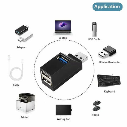 USB 3.0 Multi-Port Extender – Car Splitter Charging Adapter for Laptop & Office Use