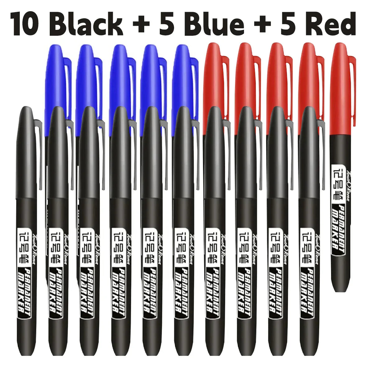 6PCs/Set Permanent Marker Pen Fine Point Waterproof Markers Thin Nib Crude Nib Black Blue Red Ink 1.5mm Fine Color Marker Pens