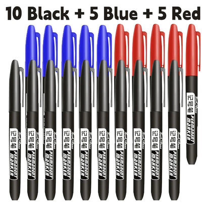 6PCs/Set Permanent Marker Pen Fine Point Waterproof Markers Thin Nib Crude Nib Black Blue Red Ink 1.5mm Fine Color Marker Pens