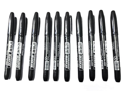 6PCs/Set Permanent Marker Pen Fine Point Waterproof Markers Thin Nib Crude Nib Black Blue Red Ink 1.5mm Fine Color Marker Pens
