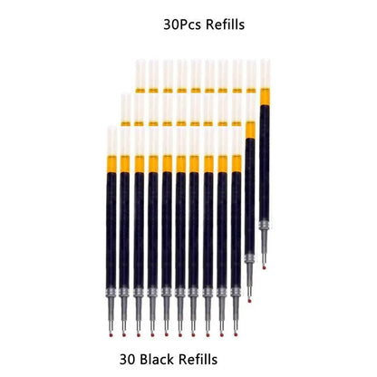 13/30pcs Retractable Gel Pens Set – Black, Red & Blue Ink Ballpoint Pens for School & Office Writing