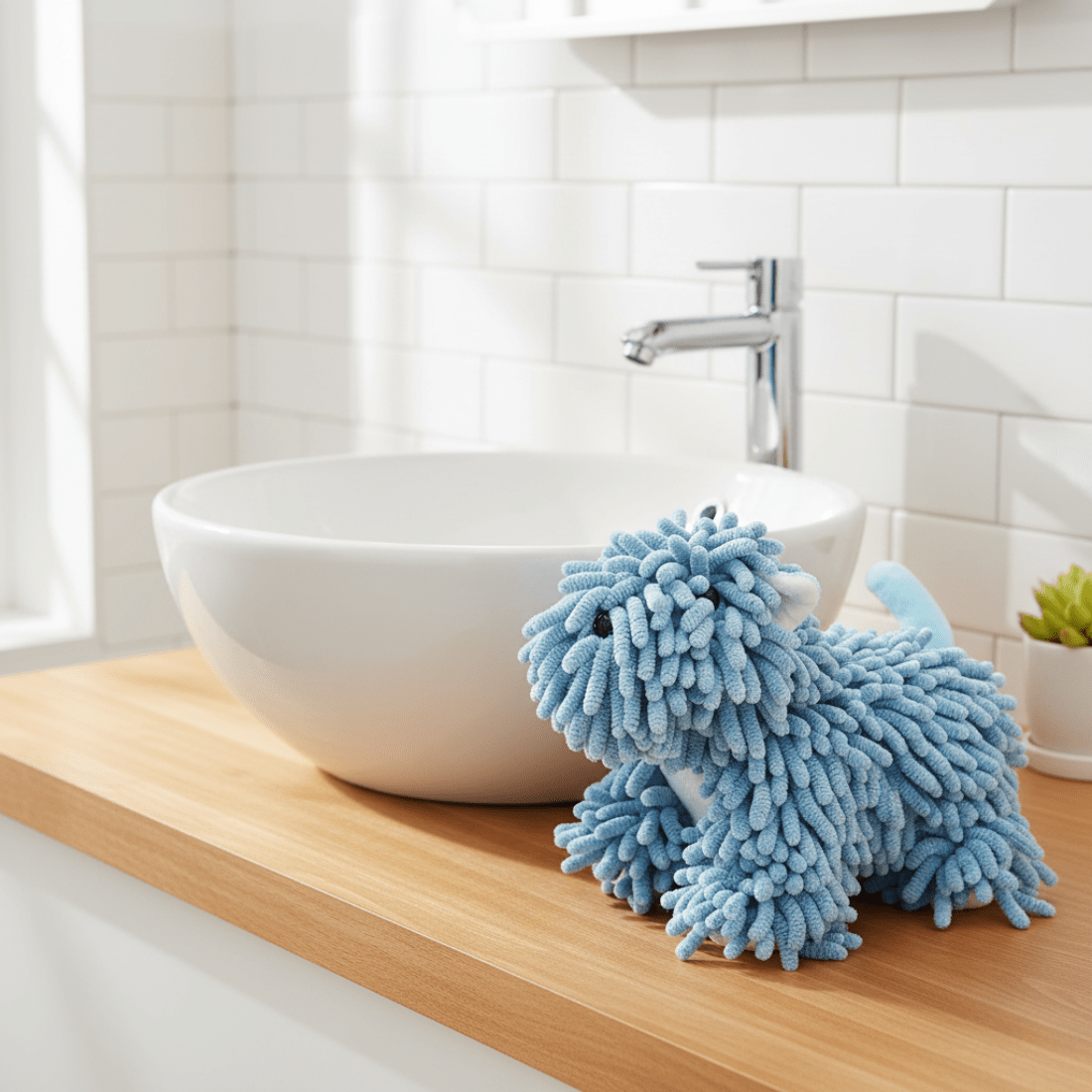 Soft Puppy-Themed Chenille Hand Towel