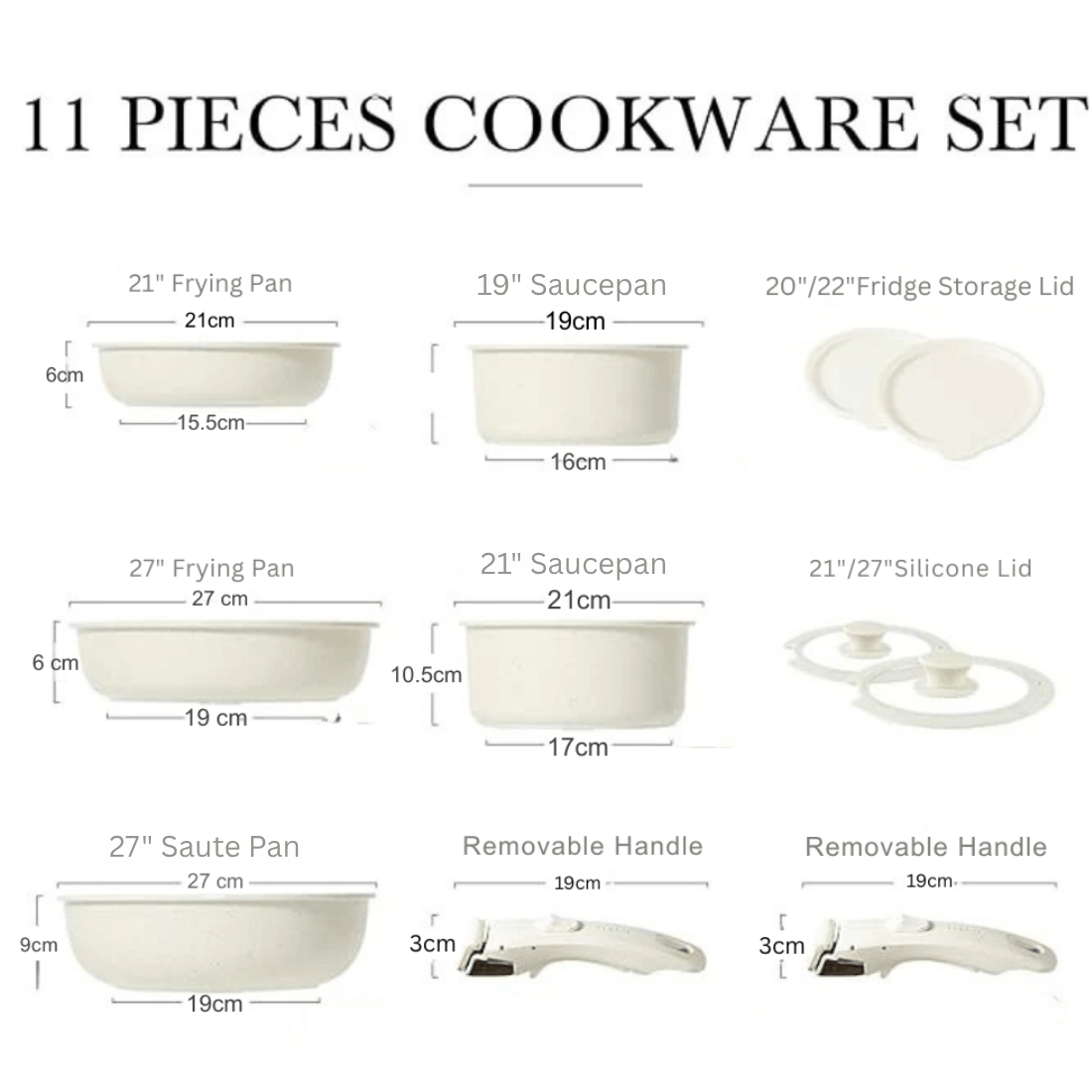 Maifan Stone Nonstick Cookware Set with Detachable Handles (11 Piece)