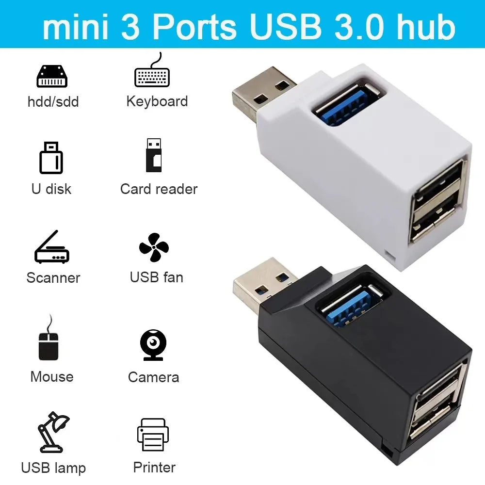 USB 3.0 Multi-Port Extender – Car Splitter Charging Adapter for Laptop & Office Use