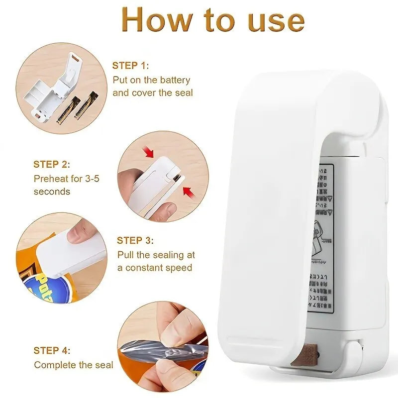 Portable Mini Heat Bag Packaging Sealer Plastic Bag Clip Sealing Machine Food Storage Snack Sealing Kitchen Gadget