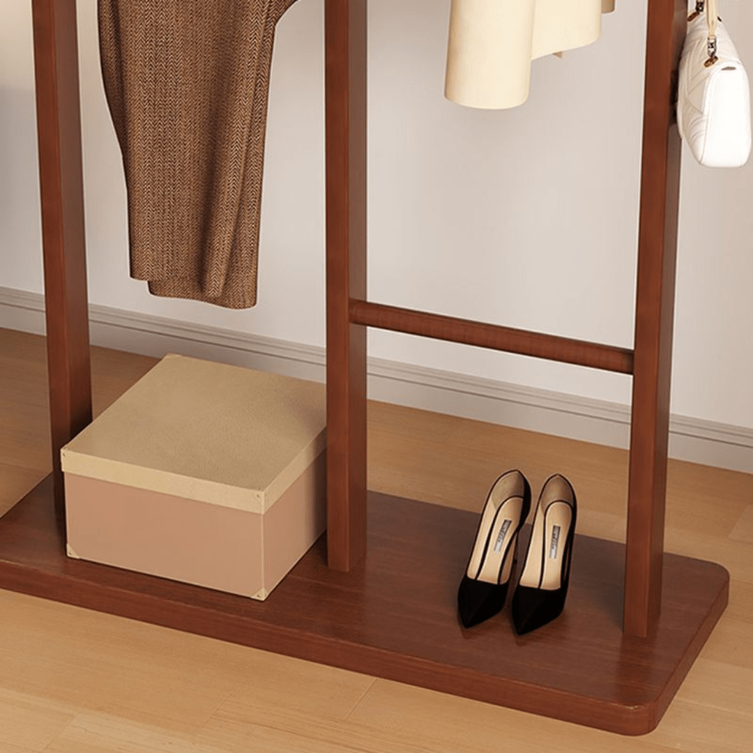Multifunctional Solid Wood Floor Standing Coat Rack Organizer