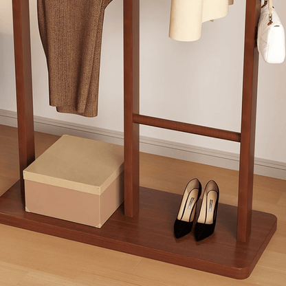 Multifunctional Solid Wood Floor Standing Coat Rack Organizer