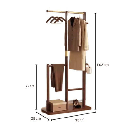 Multifunctional Solid Wood Floor Standing Coat Rack Organizer