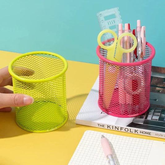 Metal Mesh Pencil Holder – Square Office Desk Organizer for Pens, Markers & Stationery