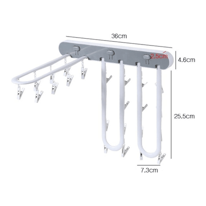 Multi-Purpose Wall Mounted Foldable Drying Hanger with 24 Clips