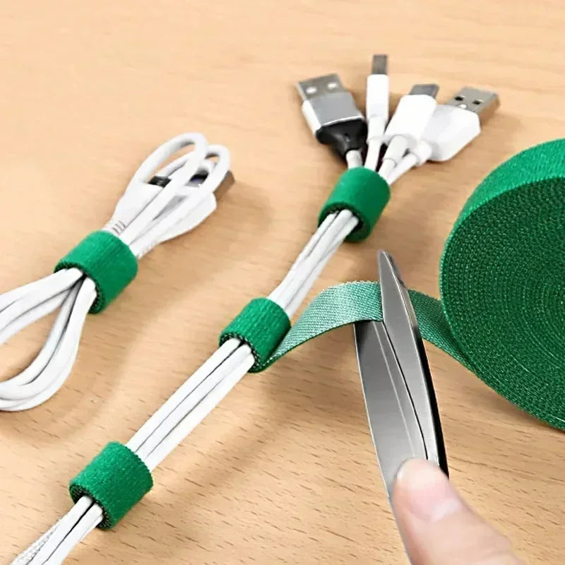 Wholesale 2/5M/Roll 12mm Width Cable Organizer USB Cable Winder Management nylon Free Cut Ties Mouse earphone Cord cable ties