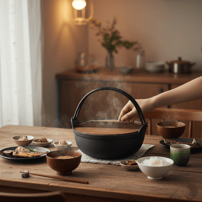 Multi-Use Cast Iron Miso Soup Pot with Wooden Lid(24.5cm)