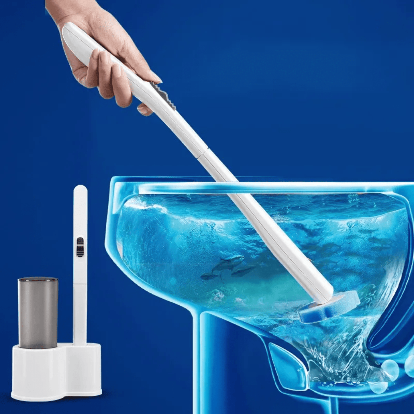 Multi-Functional Toilet Brush Set with 6 Refill Heads and Storage Holder