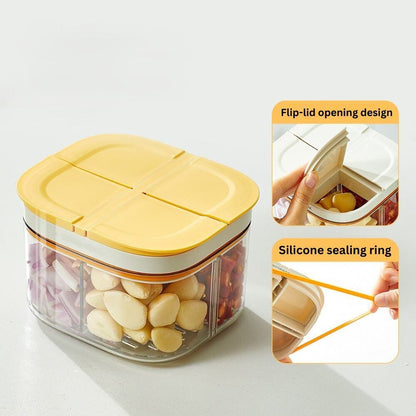 4-Grid Airtight Food Prep & Spice Container