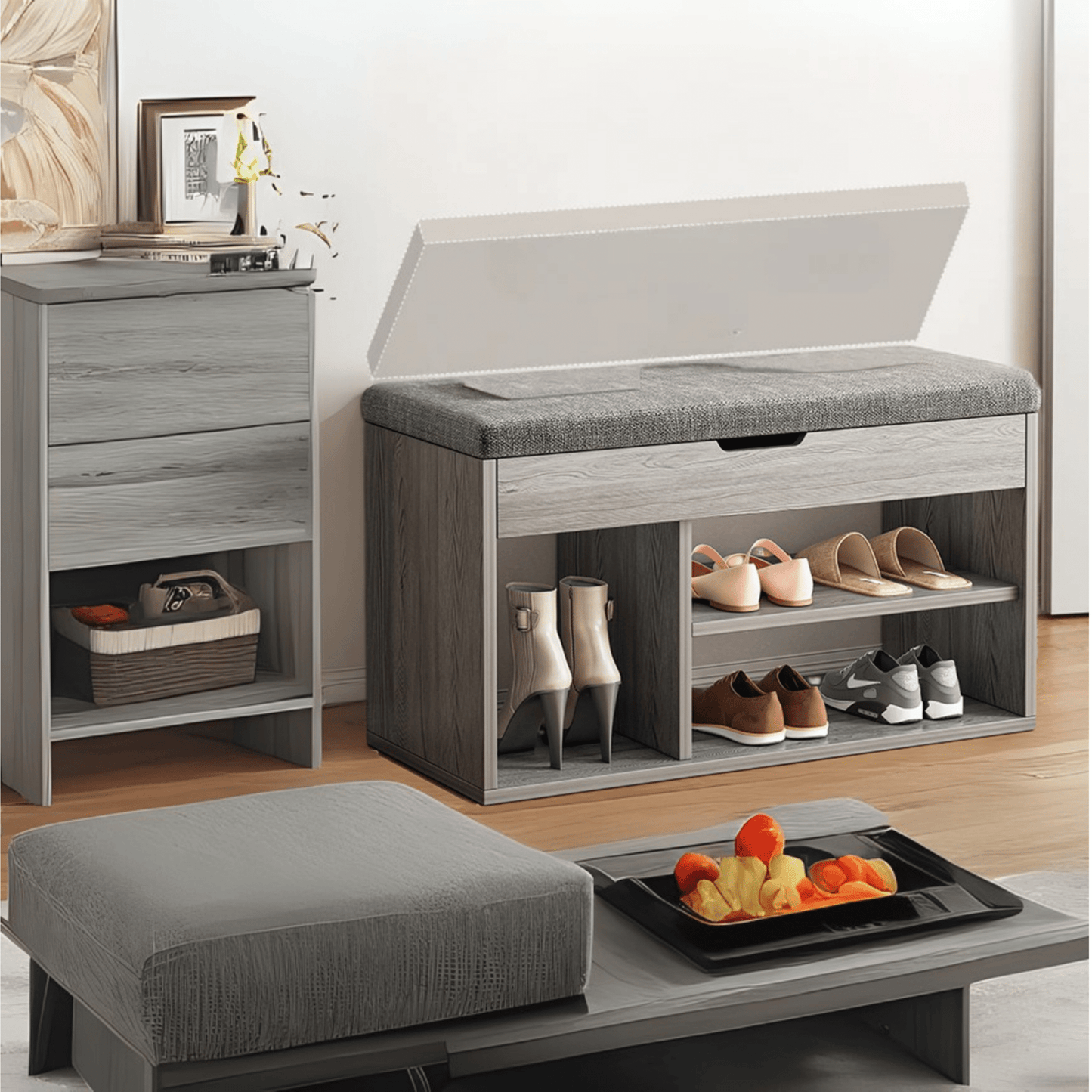 Shoe Rack With Lift Up Bench Top