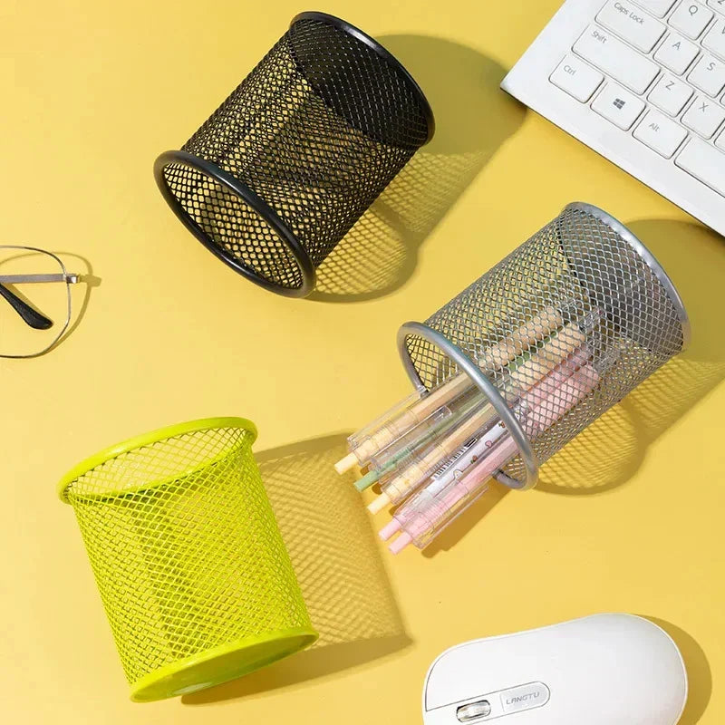 Metal Mesh Pencil Holder – Square Office Desk Organizer for Pens, Markers & Stationery
