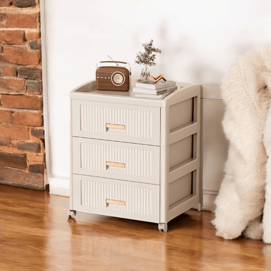 Plastic 3-Layer Drawer Storage Cabinet with Wheels