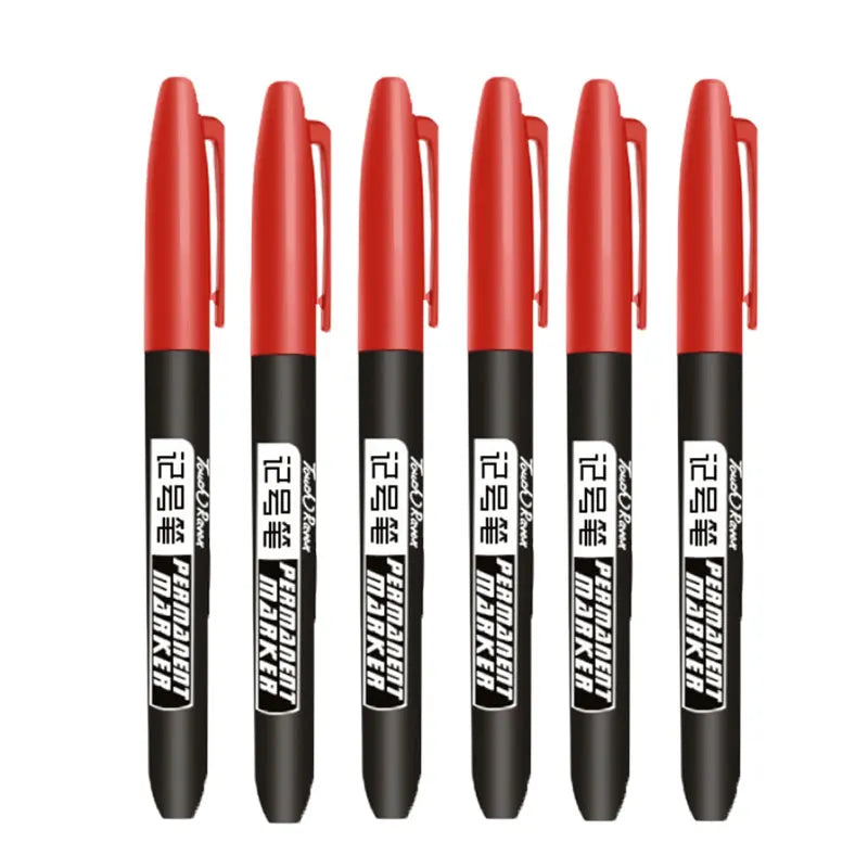 6PCs/Set Permanent Marker Pen Fine Point Waterproof Markers Thin Nib Crude Nib Black Blue Red Ink 1.5mm Fine Color Marker Pens