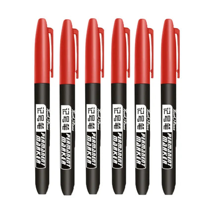 6PCs/Set Permanent Marker Pen Fine Point Waterproof Markers Thin Nib Crude Nib Black Blue Red Ink 1.5mm Fine Color Marker Pens