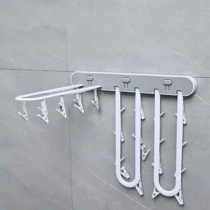 Multi-Purpose Wall Mounted Foldable Drying Hanger with 24 Clips