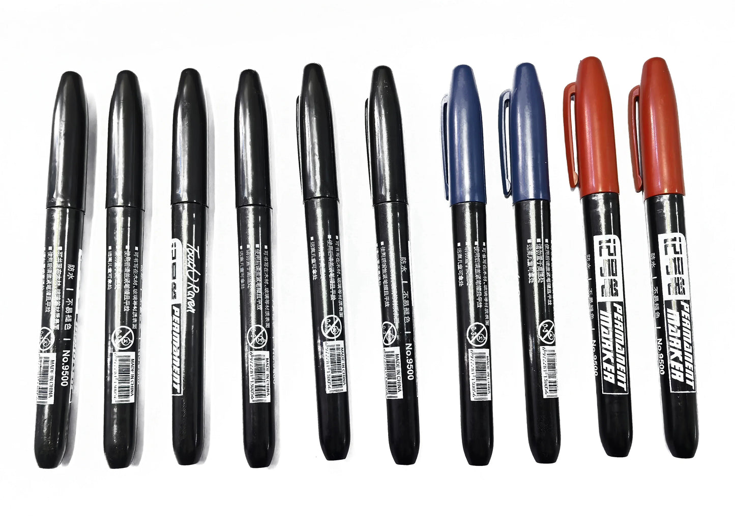 6PCs/Set Permanent Marker Pen Fine Point Waterproof Markers Thin Nib Crude Nib Black Blue Red Ink 1.5mm Fine Color Marker Pens