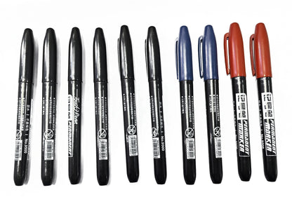 6PCs/Set Permanent Marker Pen Fine Point Waterproof Markers Thin Nib Crude Nib Black Blue Red Ink 1.5mm Fine Color Marker Pens