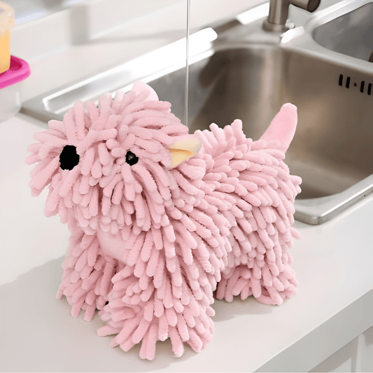 Soft Puppy-Themed Chenille Hand Towel